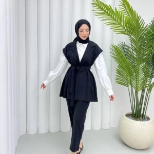 طقم قطعتين باللون الأسود (فيست مع بنطال) – صناعة تركية