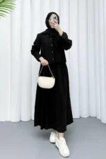 ⁦فستان بقطعتين باللون الأسود – صناعة تركية عالية الجودة⁩ - الصورة ⁦2⁩