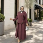 Blouse and Skirt Set in Burgundy – Turkish Manufacturing