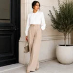 Women’s Wide Formal Pants in Beige – Turkish Manufacturing - Image 2