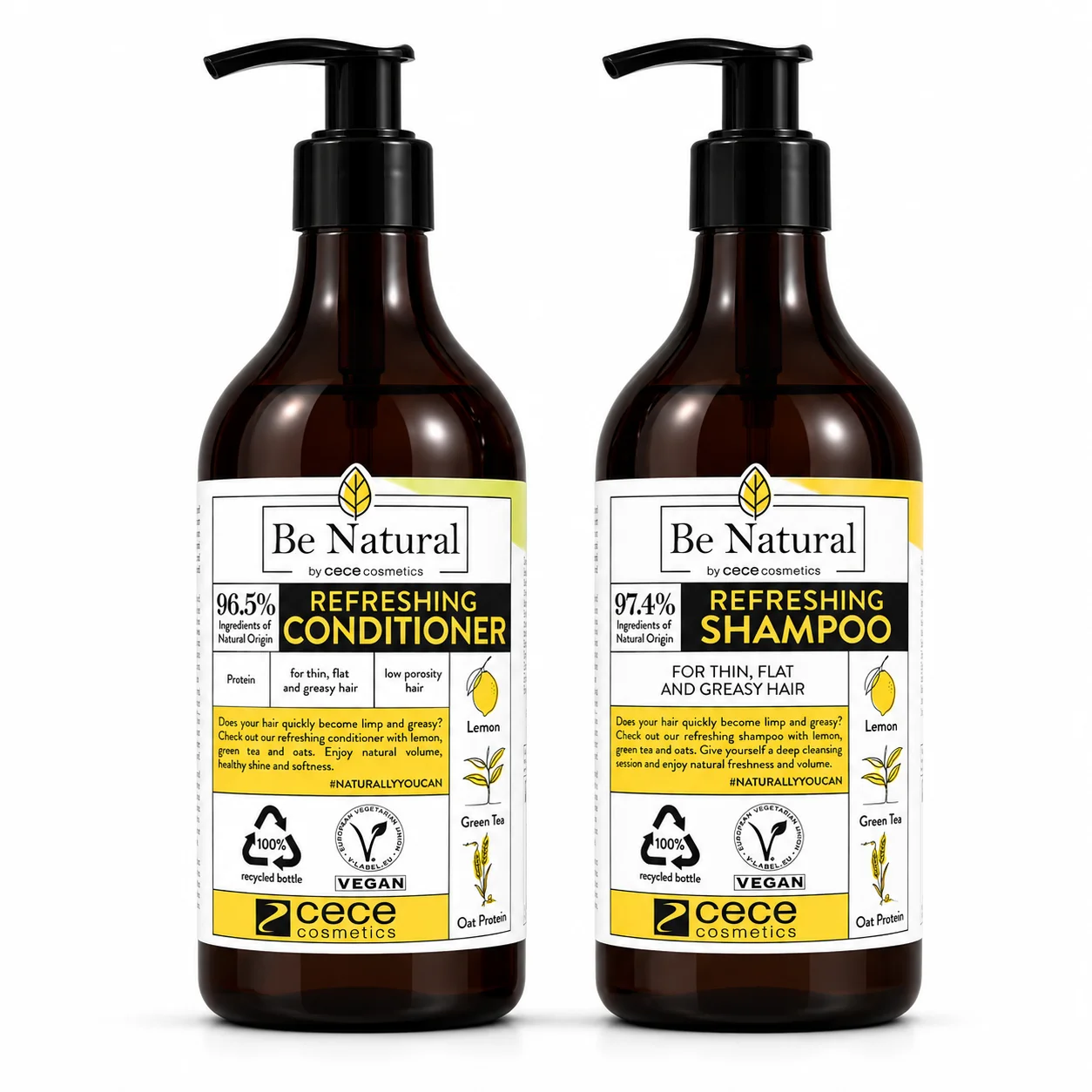 file_00000000430c71f4b03d1d3350116b52 مجموعة Be Natural Refreshing بالليمون والشاي الأخضر للشعر الدهني والخفيف – شامبو + بلسم (270 مل لكل عبوة) - الصورة 1
