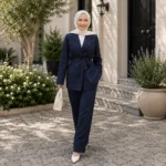 Women’s Turkish Formal Blazer and Pants Set for Hijabi Women – Dark Navy Color