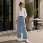 Women’s Wide-Leg Denim Palazzo Pants – Premium Turkish Quality