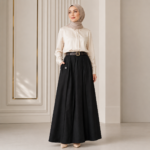⁦تنورة نسائية طويلة واسعة بخصر عالي وجيوب جانبية – تصميم تركي أنيق⁩ - الصورة ⁦5⁩