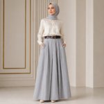 ⁦تنورة نسائية طويلة واسعة بخصر عالي وجيوب جانبية – تصميم تركي أنيق⁩ - الصورة ⁦4⁩