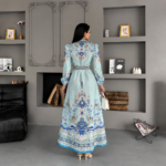 Women’s Sky Blue Printed Maxi Dress – Elegant Luxury Design - Image 2