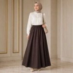 ⁦تنورة نسائية طويلة واسعة بخصر مطاطي – تصميم تركي كلاسيكي⁩ - الصورة ⁦2⁩