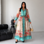 Women’s Long Floral Dress – Premium Linen Fabric – Turkish Made - Image 2