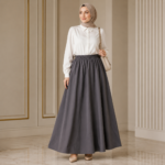 ⁦تنورة نسائية طويلة واسعة بخصر مطاطي – تصميم تركي كلاسيكي⁩ - الصورة ⁦3⁩
