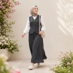 Women’s Skirt and Sleeveless Top Set in Dark Navy – Turkish Made