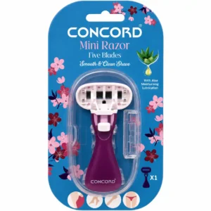 شفرة حلاقة نسائية صغيرة CONCORD بخمس شفرات مع شريط ترطيب بالألوفيرا لسهولة الاستخدام